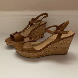 Liz Claiborne Brown T-Strap Wedges Size Women’s US 7 1/2